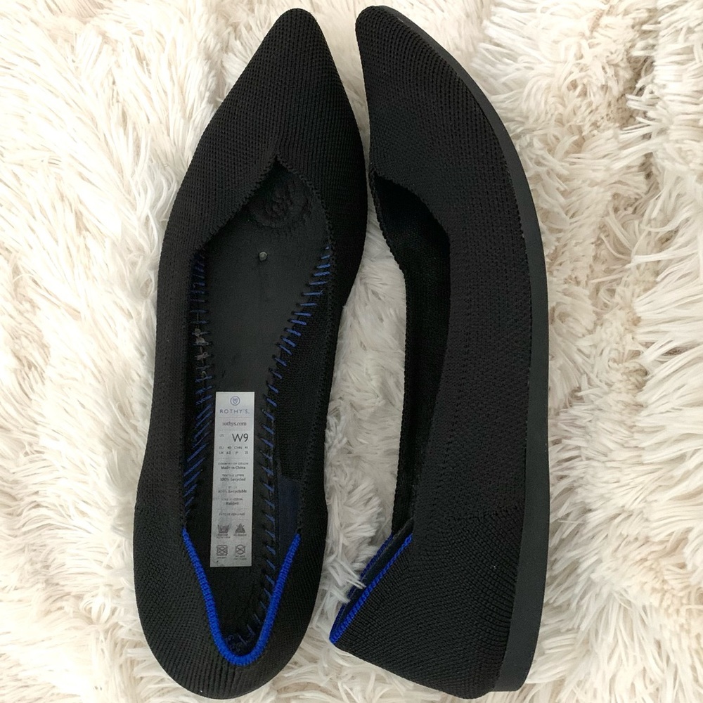 Rothy’s original points in black, size 9